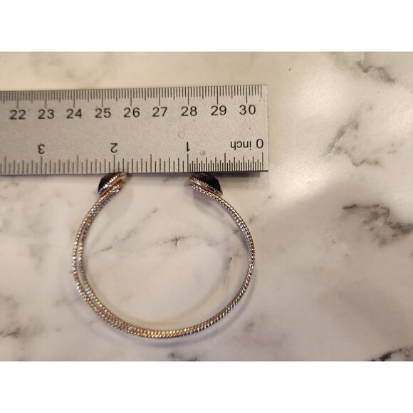 Gold Tone Cuff Bracelet With Purple Faceted Gemstone Accents - Picture 4 of 4